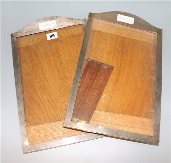Pair dome topped silver photo frames